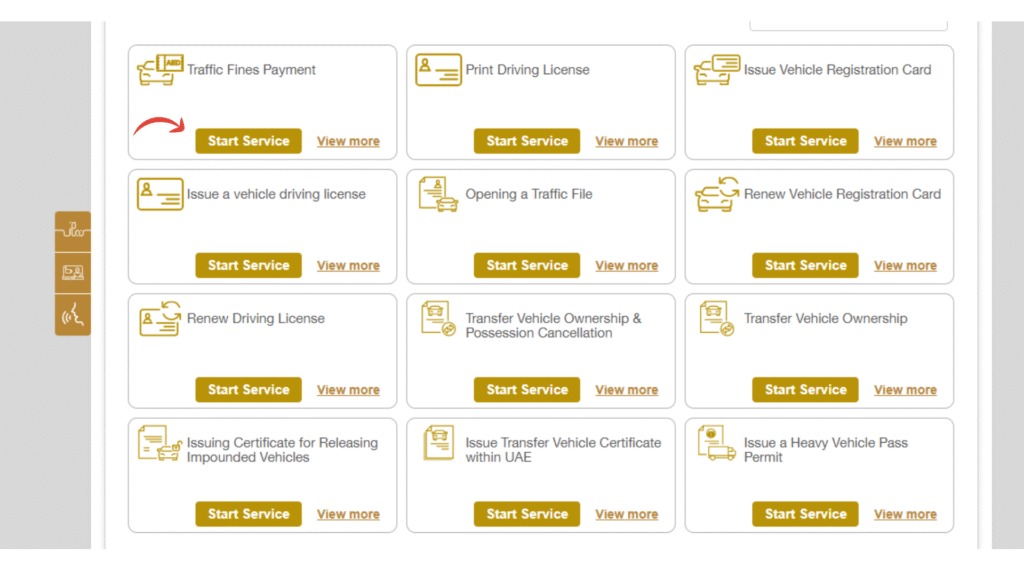 Abu Dhabi Fines: Check & Pay FAST 16 E-Services Section