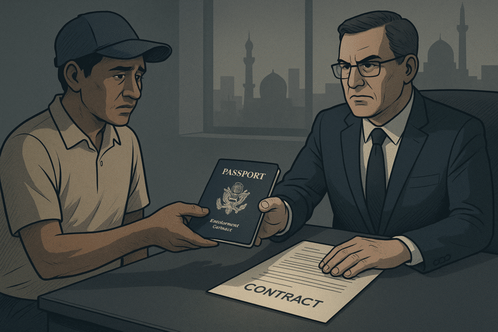 Is it Legal to Hold Someone Passport? A Legal Guide 9 a man holding a passport and a man sitting at a table