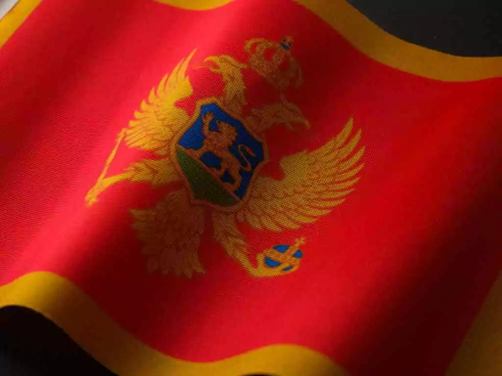 Your World Awaits: 15+ Visa-on-Arrival Countries for UAE 28 Close-up of Montenegro's national flag with emblematic coat of arms, highlighting texture and symbolism.