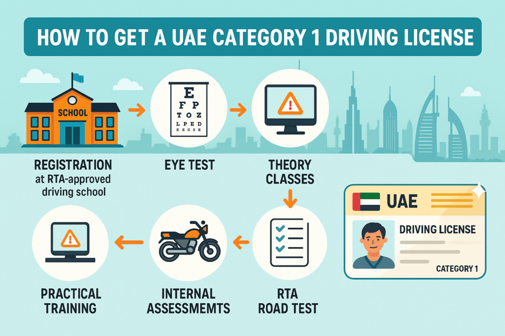 UAE Driving License Category 1: Apply at 17 & Drive 6 An Infographics on UAE Driving License Guide