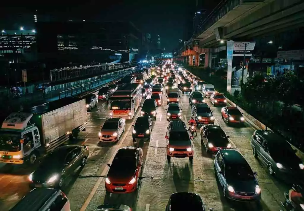 Photo of a Busy road at night time