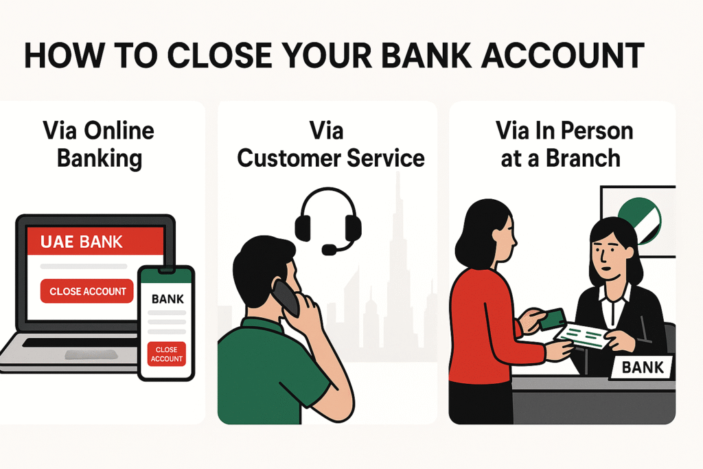 An Infographics about Close Bank Account Methods