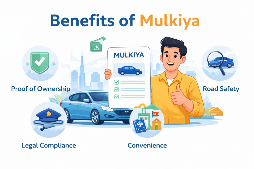 Benefits of Mulkiya UAE vehicle registration card proof of ownership road safety legal compliance and convenience explained