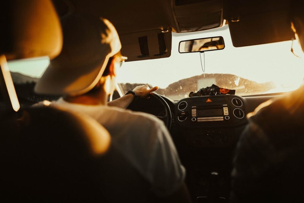 A man driving car