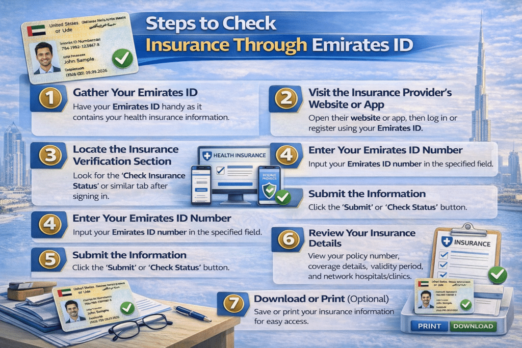 Steps to Check Insurance Through Emirates ID infoghraphics image 