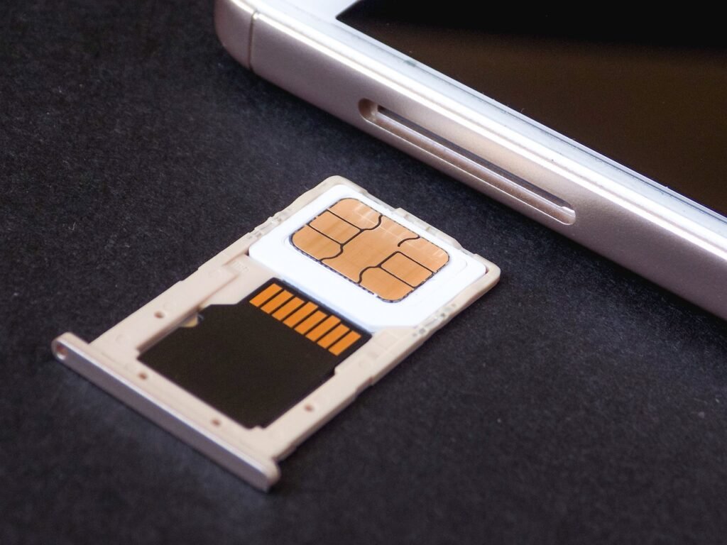 A sim Card and a memory card