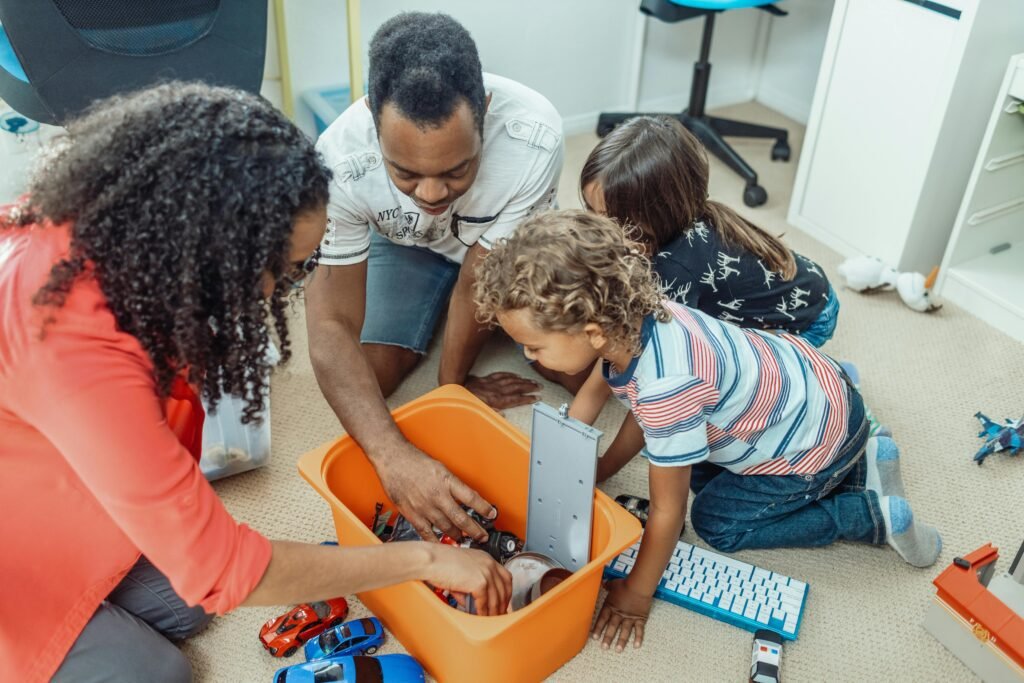 Children playing with parents