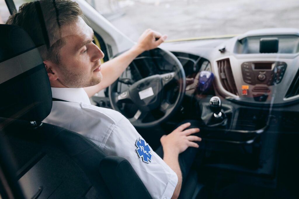 Man driving a car