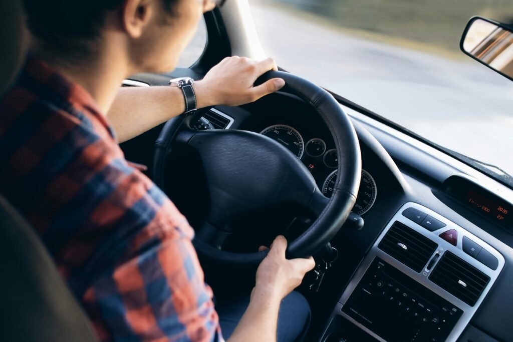 A woman driving a car