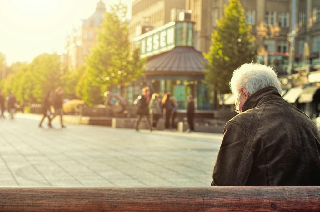 An old man on a bench