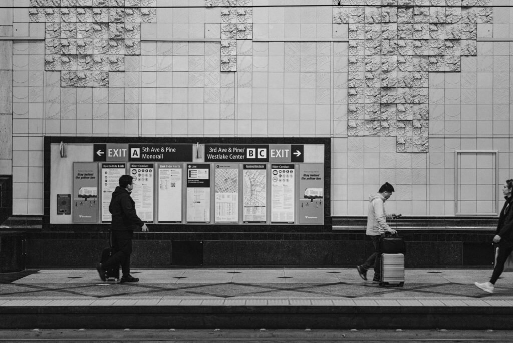 Some people standing in a line