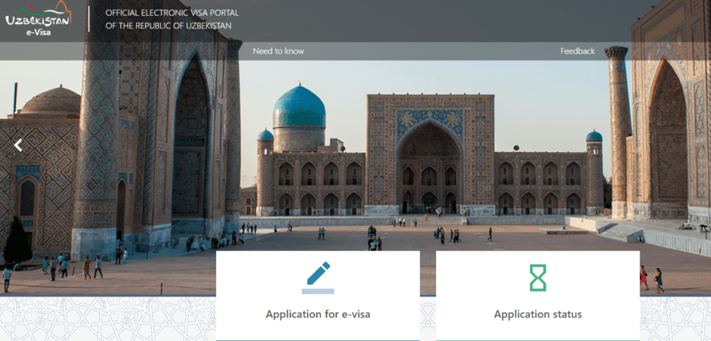 website of official e-Visa portal of Uzbekistan