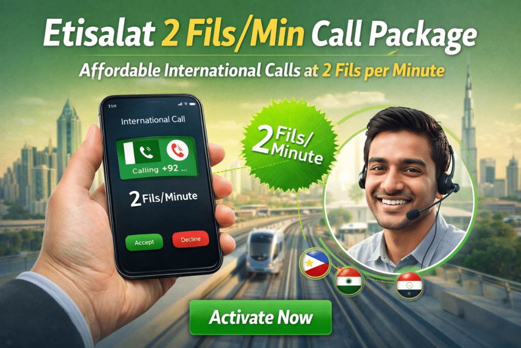 Etisalat 2 FilsMin Call Package image infoghraphics