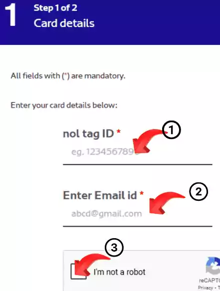 Enter detail to check NOL Card balance image 