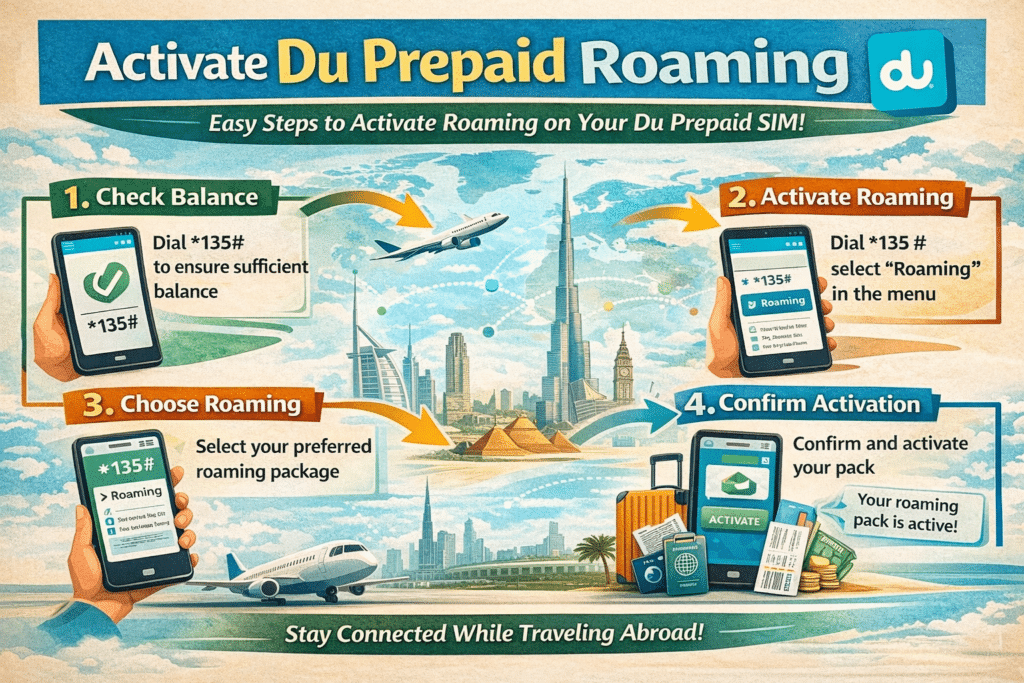 Activate Du Prepaid Roaming infographics image
