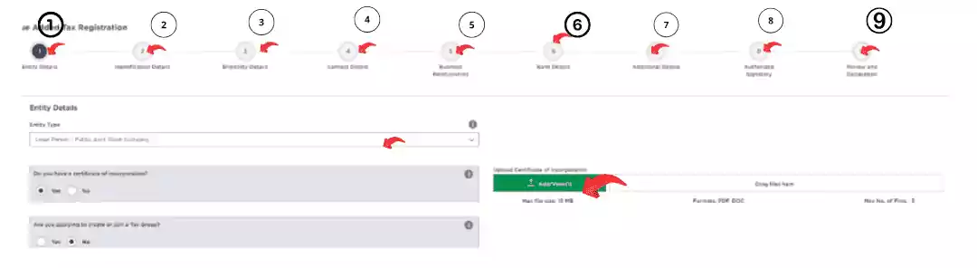 Complete the VAT registartion from 