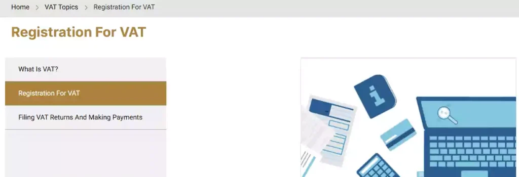 Go to VAT registration screenshort 