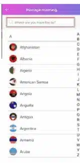 Select the countries Select the countries from DU app screenshort