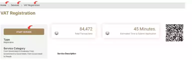 Get VAT Registered in UAE – Avoid AED 10,000 Fine 14 Start services of VAT registartion screenshort