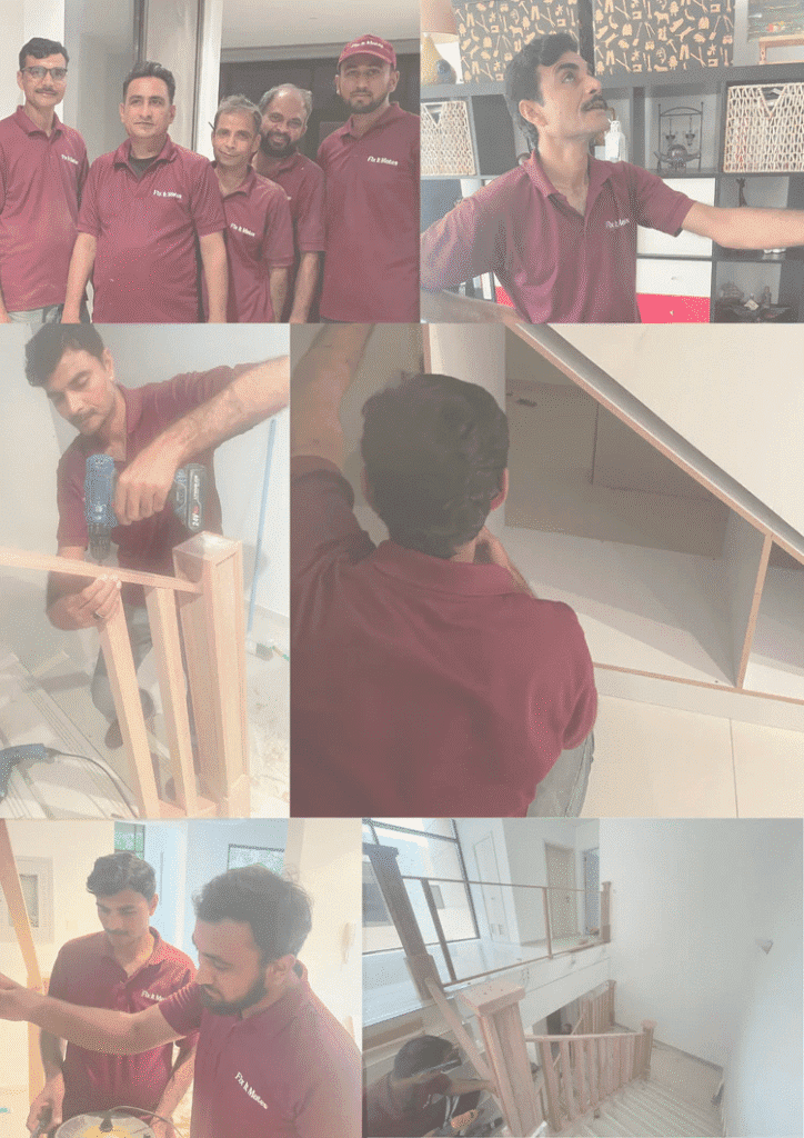 Three men doing home maintainance