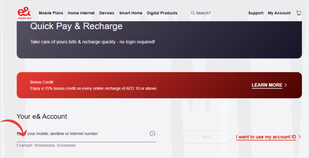 Enter Your Details of rechange balance
