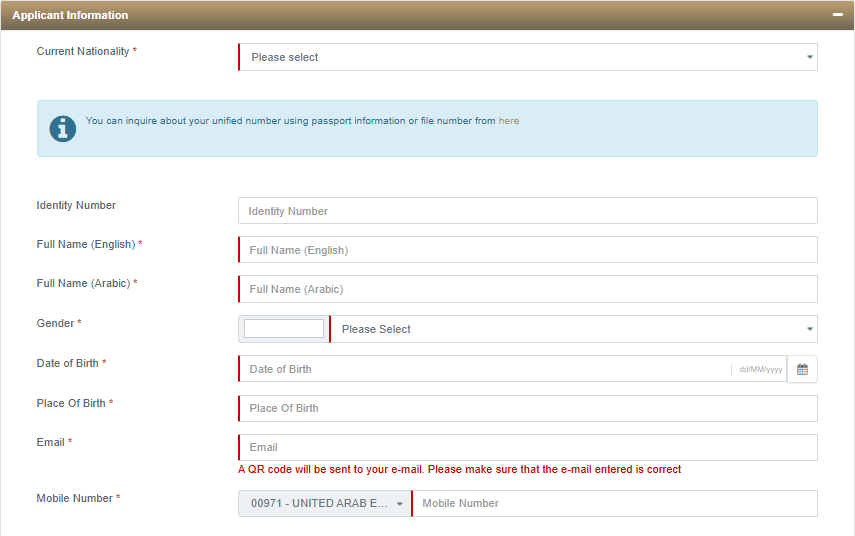 Enter the information " Applicant Information "