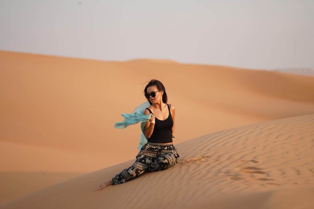 dubai, nature, desert, girl, sand