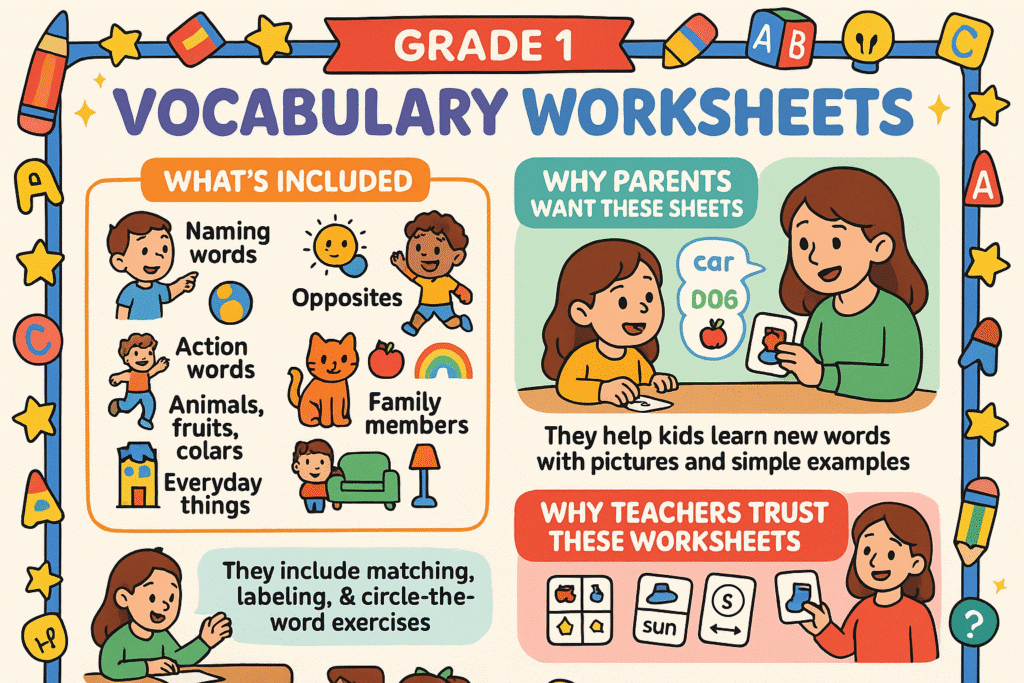 100% Free Grade 1 English Worksheets (2026 Collection) 7 Vocabulary worksheet image