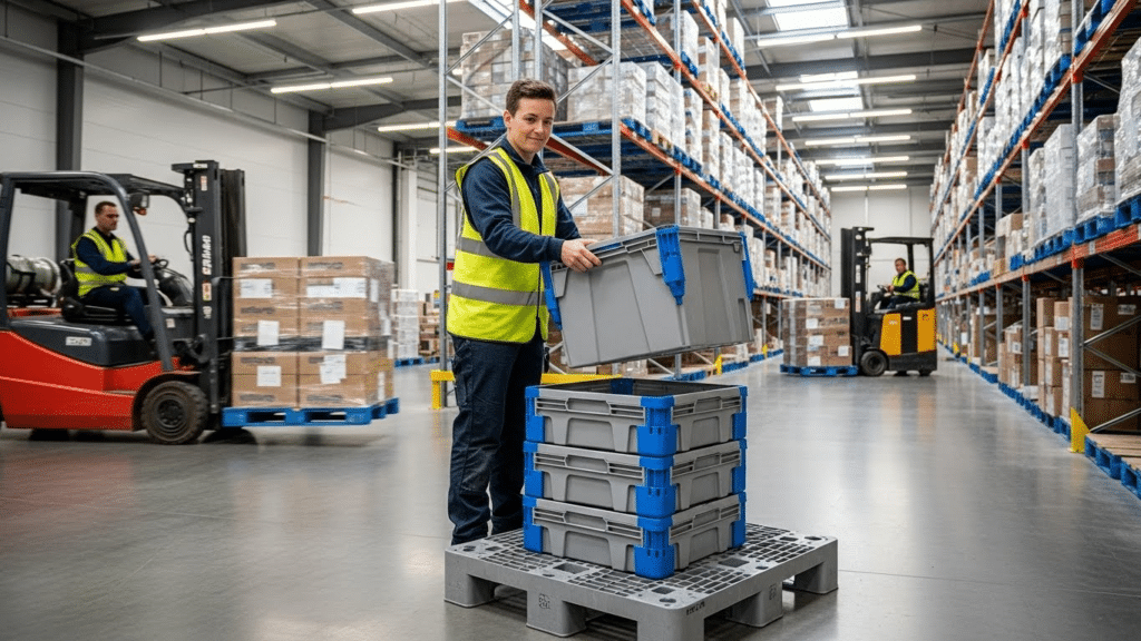 A man working in a logistics office