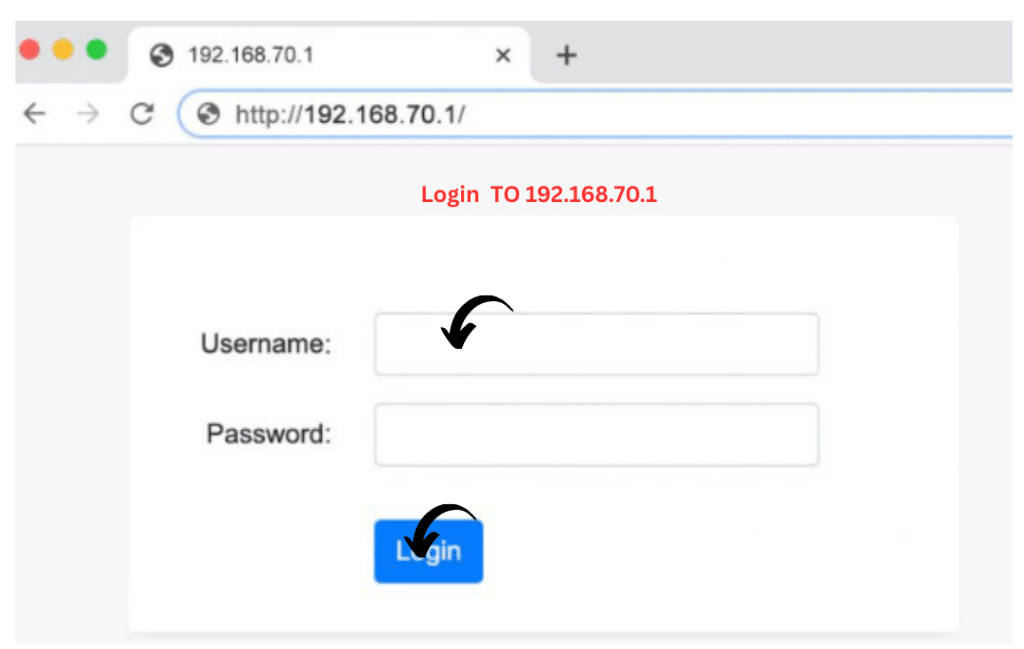 A Screenshot of login page of 192.168.70.1