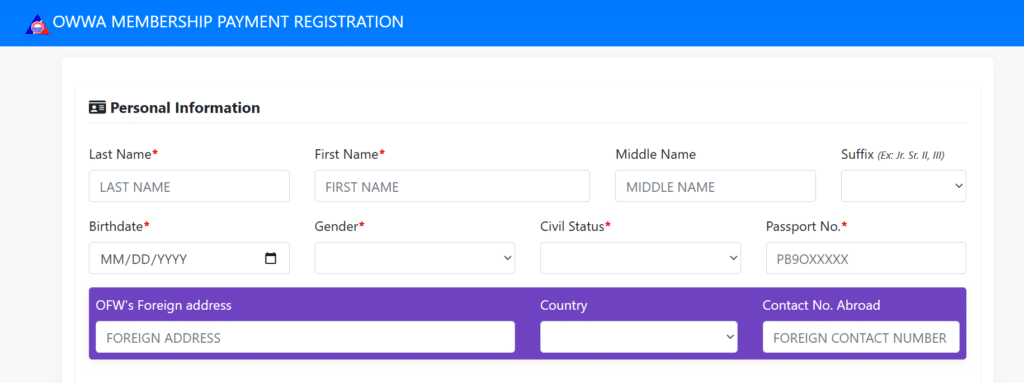 A Screenshot of OWWA Website