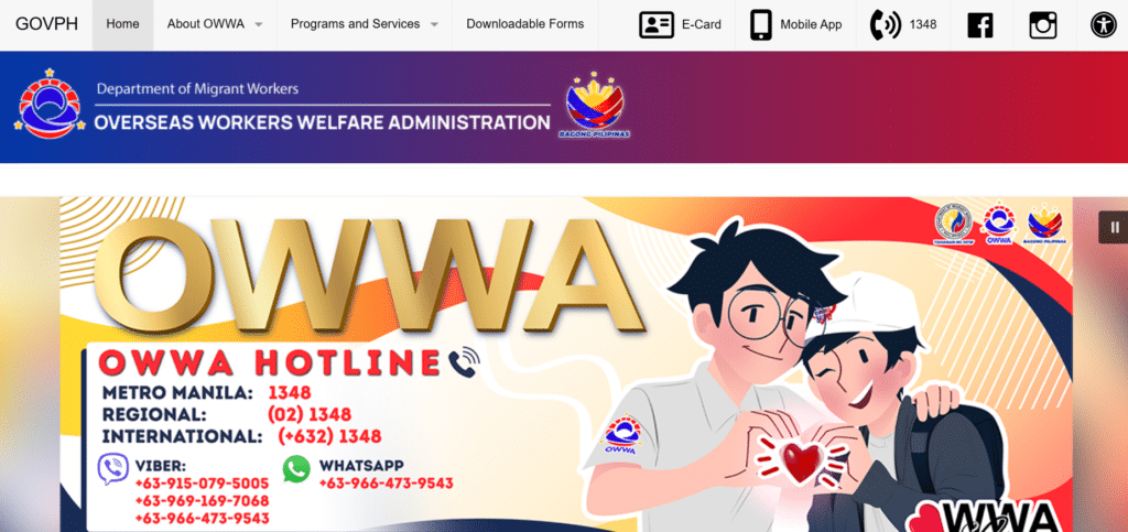 A Screenshot of OWWA Website