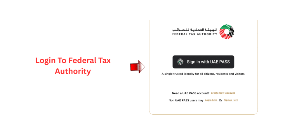 Login to UAE Federal Tax Authority using UAE PASS for Tax Residency Certificate application