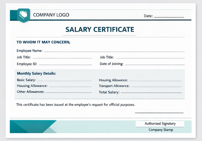 UAE Salary Certificate Format: Copy & Use Template 11 standard salary certificate format with company logo employee details salary breakdown total salary and signature block