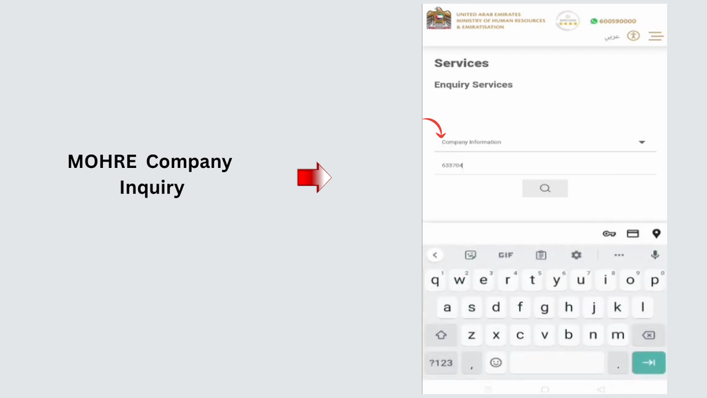 MOHRE company inquiry to check employer information for WPS
